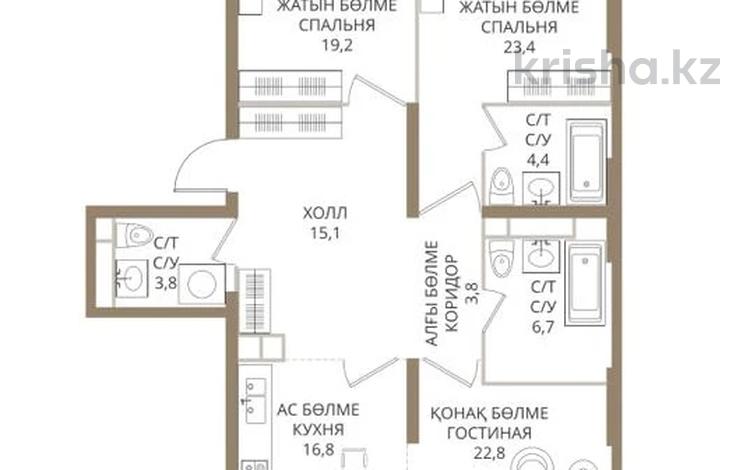 3-комнатная квартира · 119.5 м² · 2 этаж, Розыбакиева 197/2 за ~ 144.3 млн ₸ в Алматы, Бостандыкский р-н — фото 2