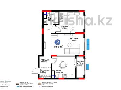 2-комнатная квартира · 61.9 м² · 8/9 этаж, мкр Нурсая, Абулхайр-хана за 29 млн ₸ в Атырау