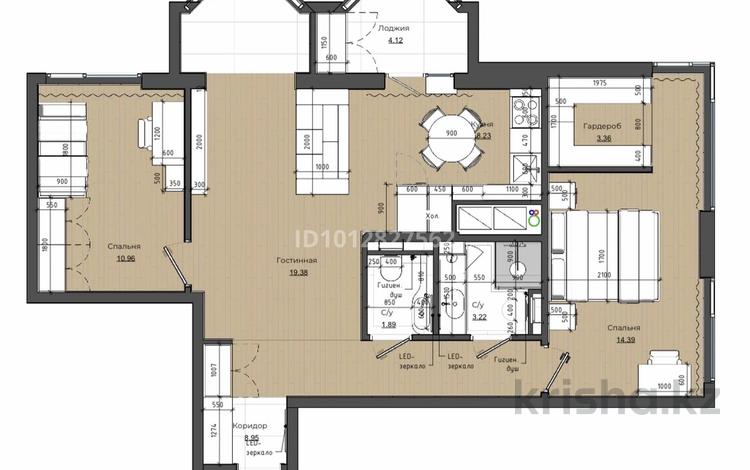 3-комнатная квартира · 75 м² · 12/12 этаж, Анет Баба 4 за 72 млн ₸ в Астане, Нура р-н — фото 2