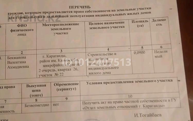 Участок · 10 соток, мкр Кунгей за 12 млн ₸ в Караганде, Казыбек би р-н — фото 2