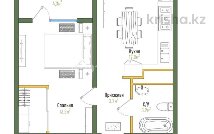 1-комнатная квартира · 43.4 м² · 3/12 этаж, мкр Теректы, Микрорайон Теректи 1 — Калкаман за 8.5 млн ₸ в Алматы, Алатауский р-н — фото 2