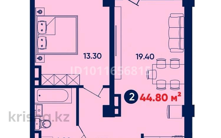 2-бөлмелі пәтер · 45 м² · 8/16 қабат, мкр Шымсити 16 — Шымсити улица Туркия, бағасы: 20 млн ₸ в Шымкенте, Абайский р-н — фото 2