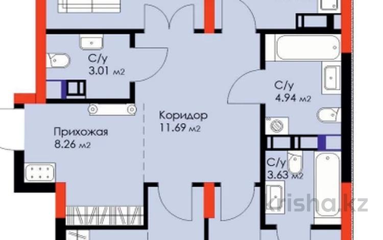 3-комнатная квартира, 114 м², Мухамедханова — 306 за 60 млн 〒 в Астане, Нура р-н — фото 2