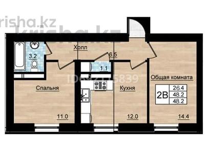 2-комнатная квартира, 49 м², 2/3 этаж, мкр Уркер, Сыпыра Жырау за 16.5 млн 〒 в Астане, Есильский р-н