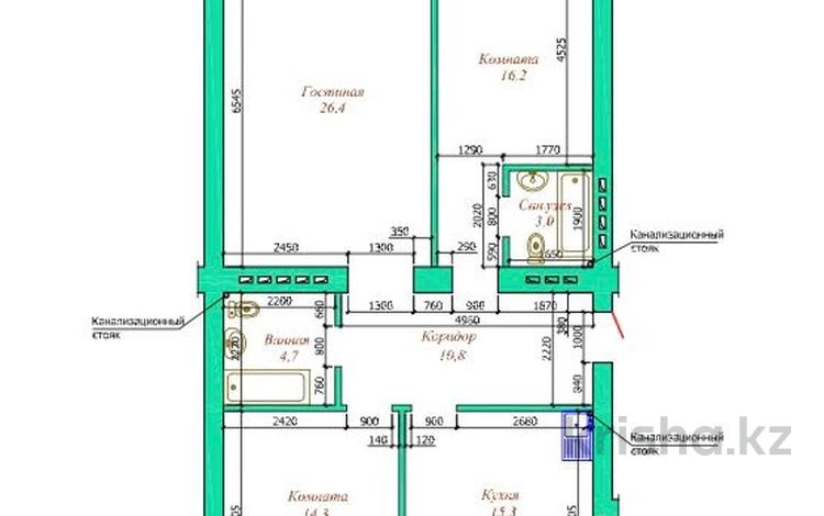 3-комнатная квартира, 106 м², 5/9 этаж, Санкибай батыра за 31.7 млн 〒 в Актобе — фото 2