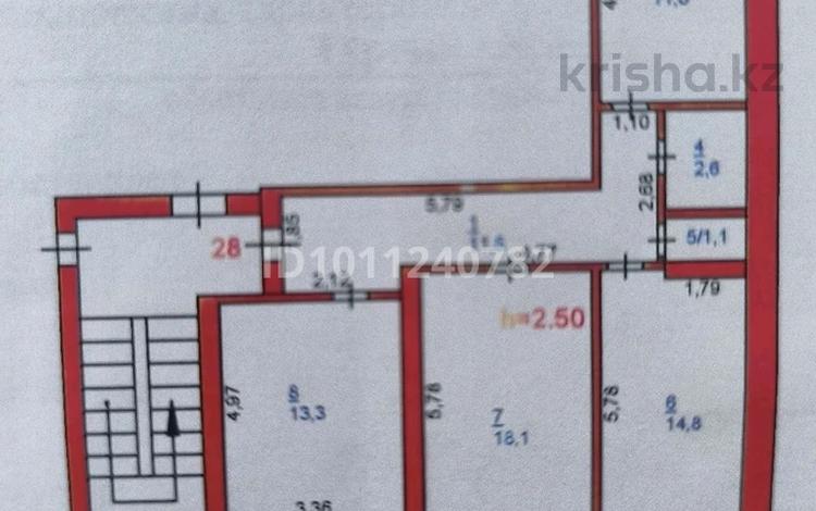 3-бөлмелі пәтер · 74.7 м² · 4/4 қабат, Железнодорожная 16, бағасы: 16.5 млн ₸ в Аксу — фото 2