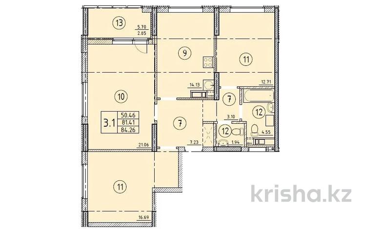 3-бөлмелі пәтер · 84.26 м² · 9/12 қабат, Исмаилова 43 — ЖАС ОРКЕН, пересечение ул Парковой и Исмаилова, бағасы: ~ 37.9 млн ₸ в Петропавловске — фото 2