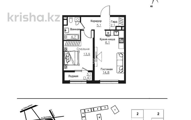 2-комнатная квартира · 48.3 м² · 14/16 этаж, Ауэзова 3г/2 — Ауэзова чуть ниже Гоголя за 45.5 млн ₸ в Алматы, Алмалинский р-н — фото 5
