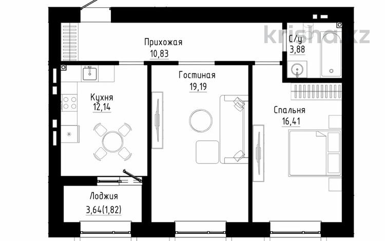 2-бөлмелі пәтер · 64.27 м² · 7/9 қабат, Култегин 3 — БЕЗ КОМИССИИ!!!, бағасы: ~ 36.1 млн ₸ в Астане, Нура р-н — фото 2