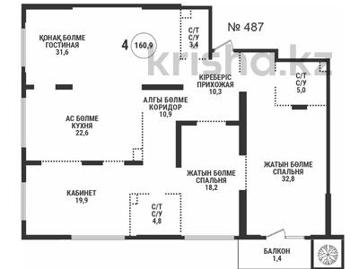 4-бөлмелі пәтер · 160.9 м² · 18/19 қабат, Аль-Фараби 41, бағасы: 149 млн ₸ в Алматы, Бостандыкский р-н