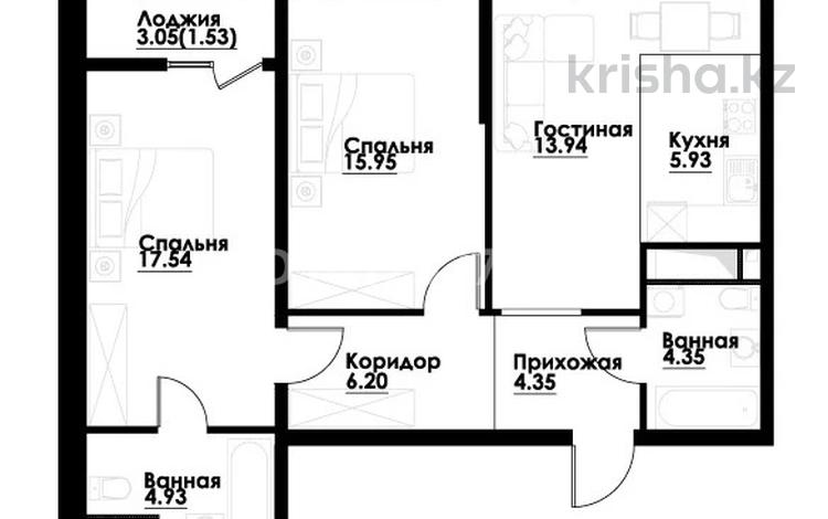 3-бөлмелі пәтер · 75 м² · 8/12 қабат, ул. Фадеева, 38г 38г, бағасы: 48.5 млн ₸ в Алматы, Алатауский р-н — фото 2