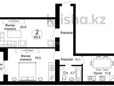 2-комнатная квартира, 70 м², 5/9 этаж, мкр Юго-Восток, Муканова 55/2 за 25.5 млн 〒 в Караганде, Казыбек би р-н