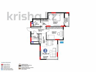 3-бөлмелі пәтер · 75.93 м² · 9/17 қабат, Турар Рыскулов 18/7 — САМАЯ НИЗКАЯ ЦЕНА‼️‼️‼️, бағасы: 52 млн ₸ в Астане