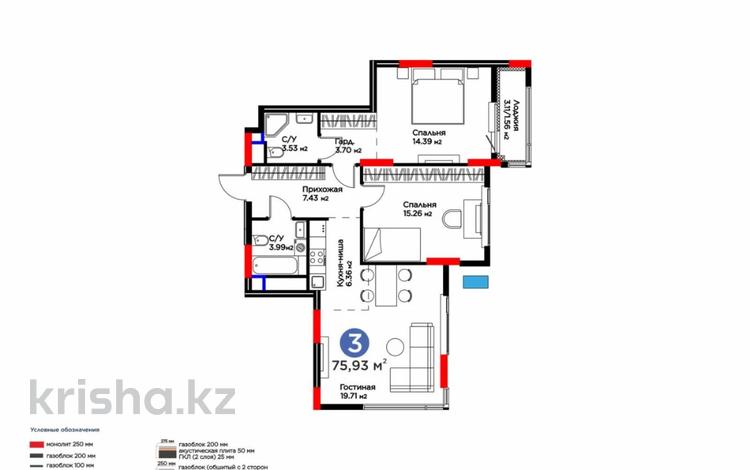 3-бөлмелі пәтер · 75.93 м² · 9/17 қабат, Турар Рыскулов 18/7 — САМАЯ НИЗКАЯ ЦЕНА‼️‼️‼️, бағасы: 52 млн ₸ в Астане — фото 2