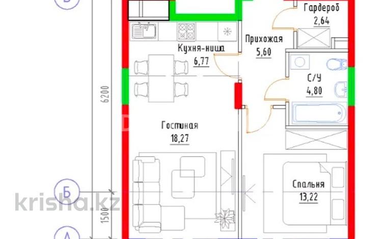 2-бөлмелі пәтер · 51.5 м² · 5/9 қабат, Райымбек батыра 161Б, бағасы: 31.5 млн ₸ в  — фото 2