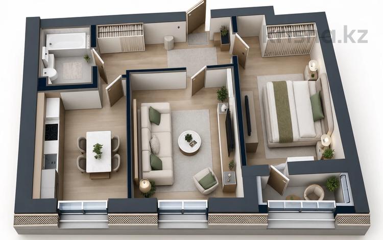 2-комнатная квартира · 63.55 м² · 8/9 этаж, Турар Рыскулов 18/5 за 44.5 млн ₸ в Астане, Есильский р-н — фото 2
