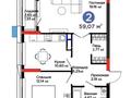 2-бөлмелі пәтер · 59.7 м² · 4/9 қабат, Турар Рыскулов 18/1 — мечеть Нурсултан, бағасы: 45 млн ₸ в Астане, Есильский р-н