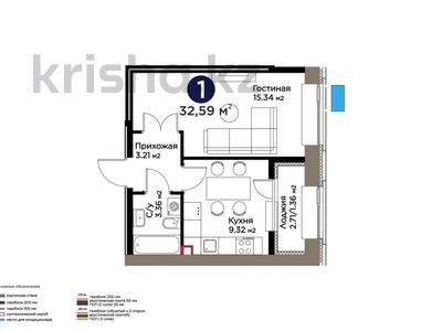 1-комнатная квартира · 32.6 м² · 5/14 этаж, Е 101 5 — Казыбек би за 25.5 млн ₸ в Астане, Нура р-н