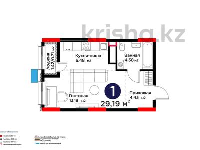 1-бөлмелі пәтер · 29.19 м² · 6/12 қабат, Серкебаев 29/1, бағасы: 17.2 млн ₸ в Астане, Сарыарка р-н