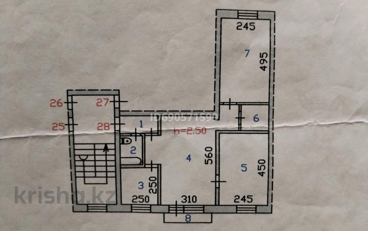 3-комнатная квартира · 60 м² · 2/5 этаж, 4 за 15 млн 〒 в  — фото 2