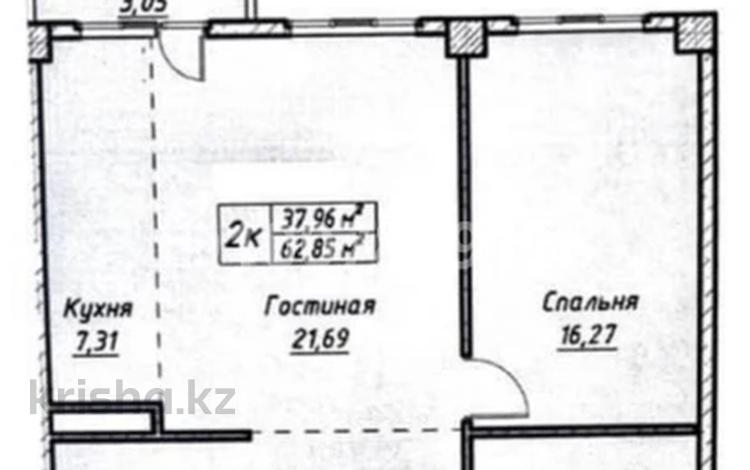 2-бөлмелі пәтер · 62.85 м² · 9/9 қабат, Жакып Омаров 150 — Абая - Уалиханова, бағасы: 22 млн ₸ в Астане, р-н Байконур — фото 2