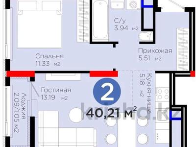 2-бөлмелі пәтер · 40.21 м² · 10/17 қабат, Е 908 уч 18 — Улы дала, бағасы: 25.9 млн ₸ в Астане, Нура р-н