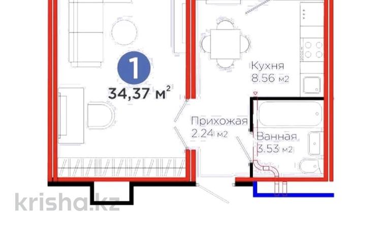 1-комнатная квартира · 34.37 м² · 10/12 этаж, Казыбек би 23 за 26 млн ₸ в Астане, Нура р-н — фото 8