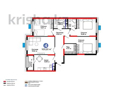 4-комнатная квартира · 106 м², Калдаякова за ~ 44.4 млн ₸ в Шымкенте, Туран р-н
