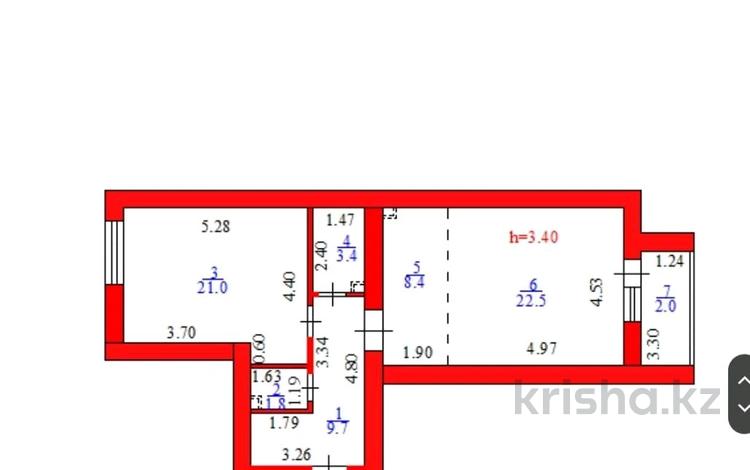 2-комнатная квартира, 69 м², 1/12 этаж, Бухар жырау 18 — 809