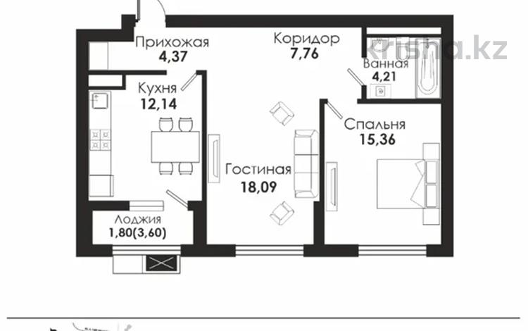2-комнатная квартира, 64 м², 19/22 этаж, Тауелсиздик 56/2 за 33 млн 〒 в Астане — фото 2