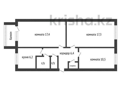 3-бөлмелі пәтер · 61.8 м² · 5/5 қабат, Каирбекова, бағасы: 18.4 млн ₸ в Костанае