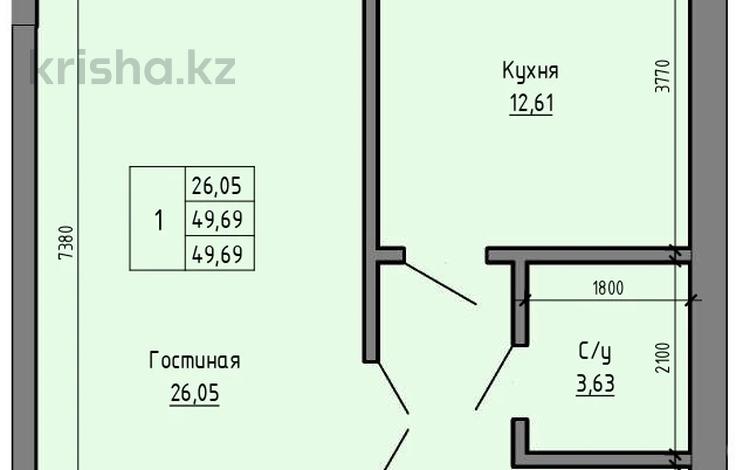 1-бөлмелі пәтер · 49.7 м² · 4/5 қабат, проспект тауелсиздик, бағасы: 14.5 млн 〒 в Актобе — фото 2