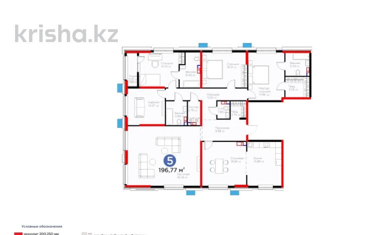 5-комнатная квартира · 197 м², Рыскулова за ~ 133.2 млн ₸ в Шымкенте, Аль-Фарабийский р-н — фото 10