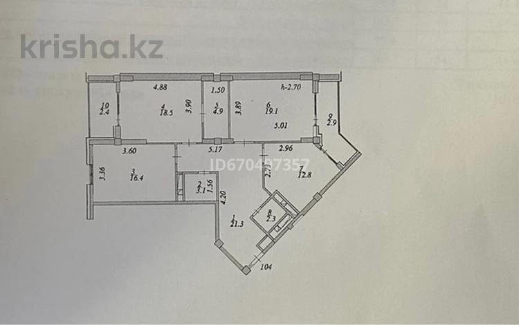 3-комнатная квартира, 103.7 м², 3/12 этаж, Е-11