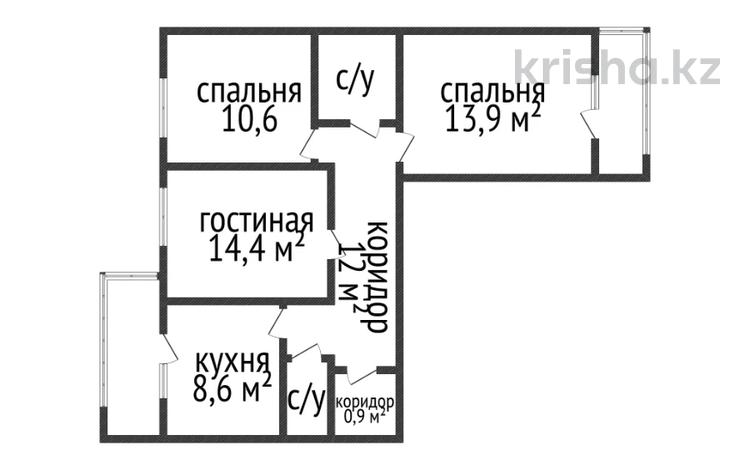 3-комнатная квартира · 70.2 м² · 4/9 этаж, Курганская 2а за 37 млн ₸ в Костанае — фото 2