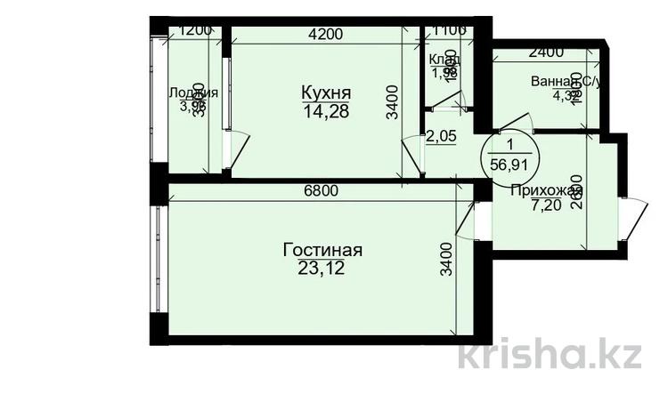 1-комнатная квартира, 56.91 м², 5/7 этаж, 20-й мкр, 41 микрорайон 2 — Президент Парк за ~ 13.4 млн 〒 в Актау, 20-й мкр — фото 2