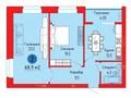 2-бөлмелі пәтер · 68.9 м² · 2/4 қабат, Шапета Коспанова — Район Старый аэропорт, бағасы: ~ 16.5 млн ₸ в Уральске — фото 2