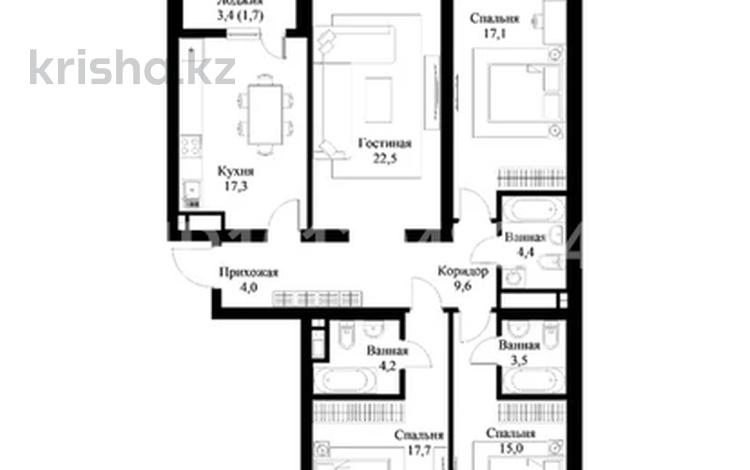 4-бөлмелі пәтер · 117 м² · 9/9 қабат, Ауэзова, бағасы: 82.5 млн ₸ в Алматы, Алмалинский р-н — фото 2