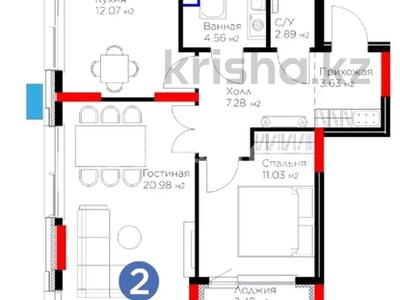 2-комнатная квартира, 63.79 м², 3 этаж, Анет баба 8 — за шатрои за 31 млн 〒 в Астане, Нура р-н