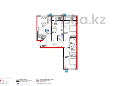 3-бөлмелі пәтер, 123.57 м², 6/9 қабат, Лебедева 1/1 — Егизбаева, бағасы: ~ 92.7 млн 〒 в Алматы, Бостандыкский р-н