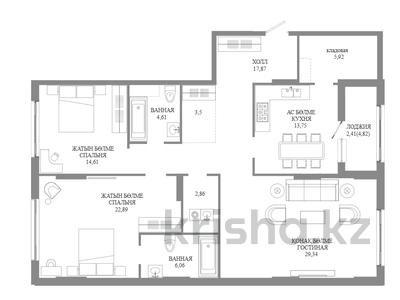 3-комнатная квартира · 122.82 м² · 4/12 этаж, А 32 2Б — БЕЗ КОМИССИИ / РАССРОЧКА / ИПОТЕКА / ОГРОМНЫЙ ВЫБОР за ~ 106.8 млн ₸ в Астане, Сарайшык р-н