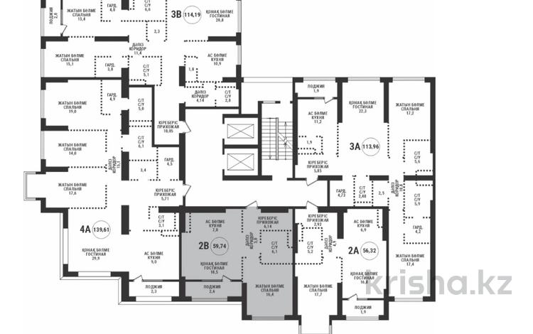 2-комнатная квартира · 59.74 м² · 3/9 этаж, Проспект Аль-Фараби и улица Маркова за 88.9 млн ₸ в Алматы, Бостандыкский р-н — фото 2