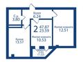 2-комнатная квартира · 47.87 м², ​Микрорайон Оазис, участок 44 за ~ 16.7 млн ₸ в Караганде — фото 3