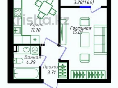 1-бөлмелі пәтер · 37.15 м² · 5/12 қабат, Бейбарыс Султан 8, бағасы: ~ 18 млн ₸ в Астане, Сарыарка р-н