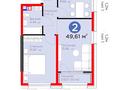 2-бөлмелі пәтер · 49.61 м² · 3/6 қабат, Ғажайып ш/а., ​Гажайып микрорайон 11/19, бағасы: 37.5 млн ₸ в Алматы, Алатауский р-н