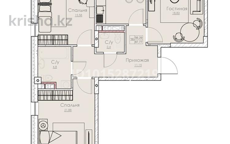 3-комнатная квартира · 100 м² · 2/4 этаж, мкр Нуршашкан (Колхозши), Алатау 36 за 55 млн ₸ в Алматы, Турксибский р-н — фото 37