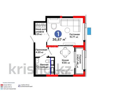 1-бөлмелі пәтер · 36.87 м² · 7/12 қабат, толеметова 113/3, бағасы: 20.5 млн ₸ в Шымкенте, Абайский р-н