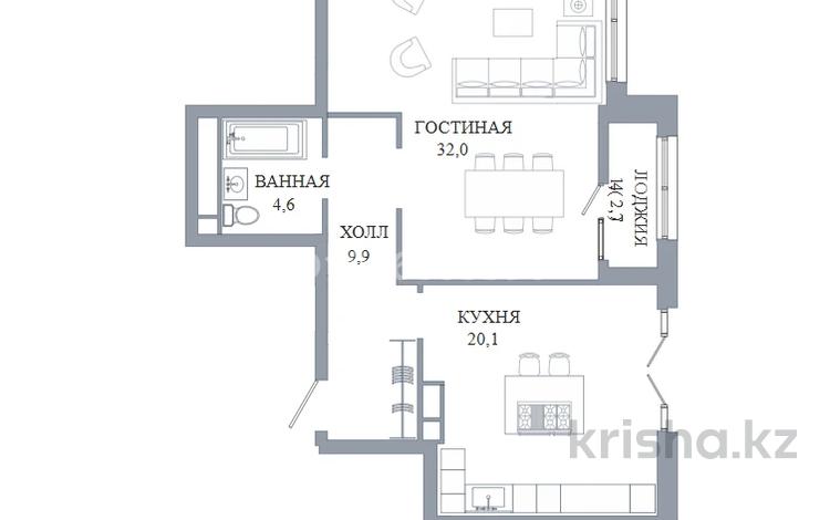 2-комнатная квартира · 68 м² · 4/8 этаж, Абубакир Тыныбаев 10 за 60 млн 〒 в Астане, Алматы р-н — фото 3