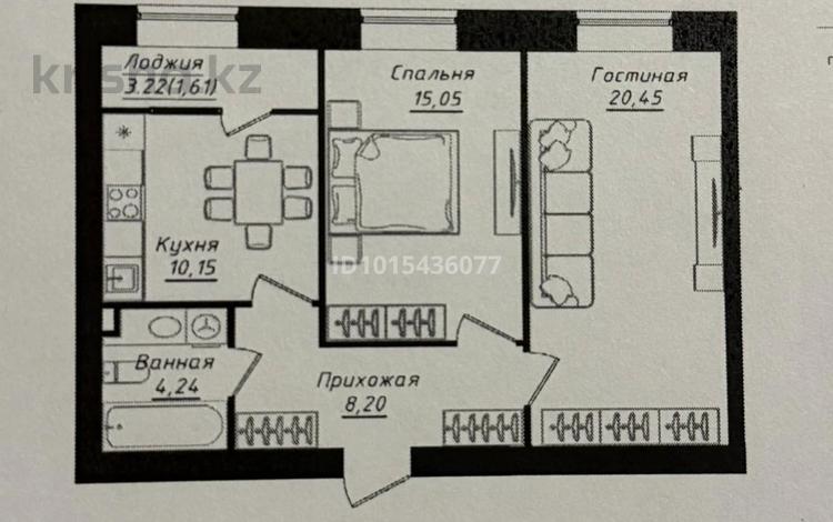2-комнатная квартира · 59.7 м² · 6/12 этаж, Жумекен Нажимеденов 26 за 37.5 млн ₸ в Астане, Сарайшык р-н — фото 2