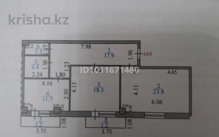 2-комнатная квартира · 80.8 м² · 8/10 этаж, мкр Юго-Восток проспект Республики 1/2 за 27 млн ₸ в Караганде, Казыбек би р-н — фото 2